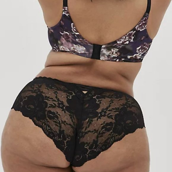 SECOND SKIN LATTICE HIPSTER PANTY - FLORAL BLACK - Picture 3 of 4